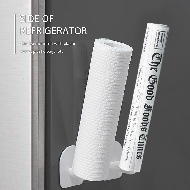 2Pcs Naadloze Stickers Opbergrek Huishouden Rack Wall Mount Organizer Holder Hook Punch-Gratis Keuken Badkamer Woonaccessoires: 1pc white