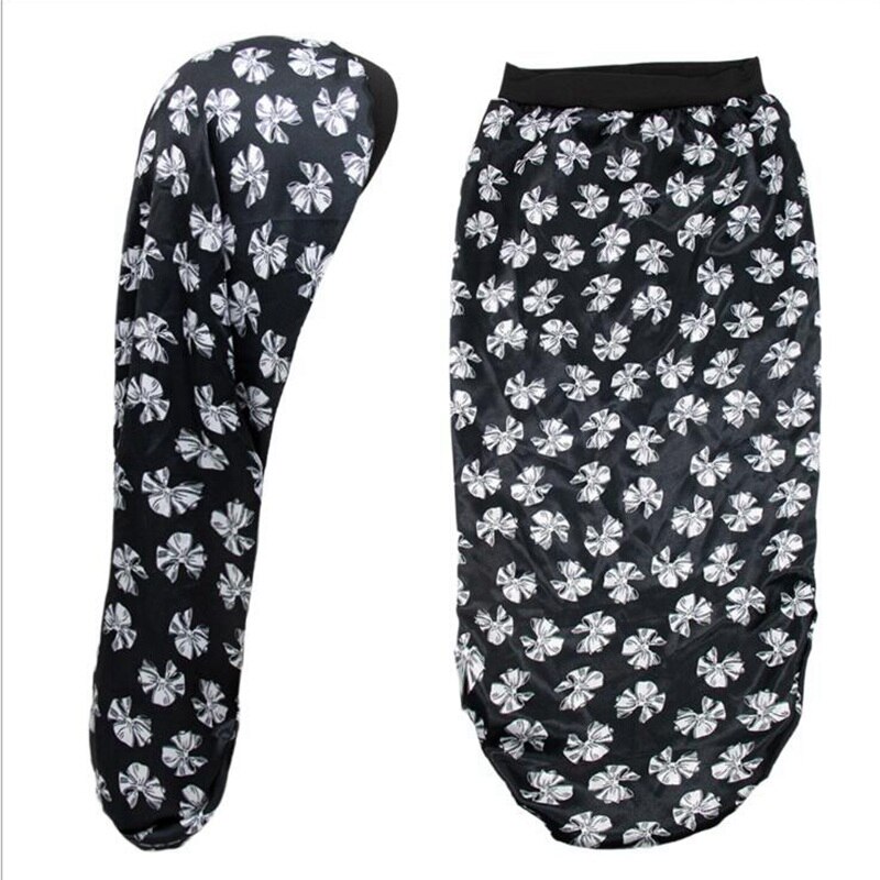 Afrikaanse vrouwelijke zijden tulband hoofddoek lange mutsen voor vrouwen slaapmuts satijnen print haar muts vlecht slouchy hoed tb -83b: Klavertjevier
