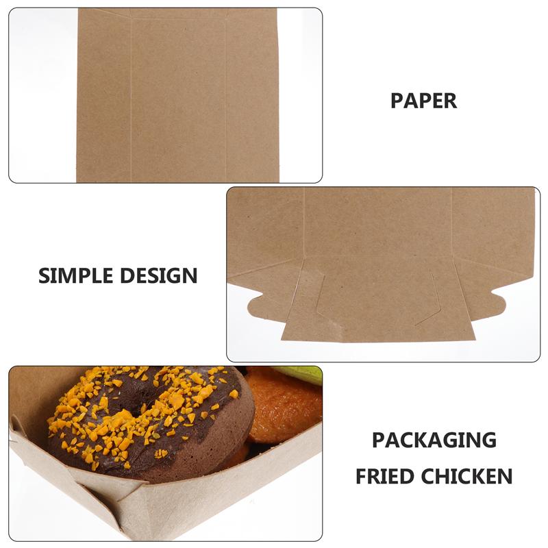 100Pcs Disposable Kraft Paper Food Box Fried Chicken Chips Exposure Box Disposable Food Containers