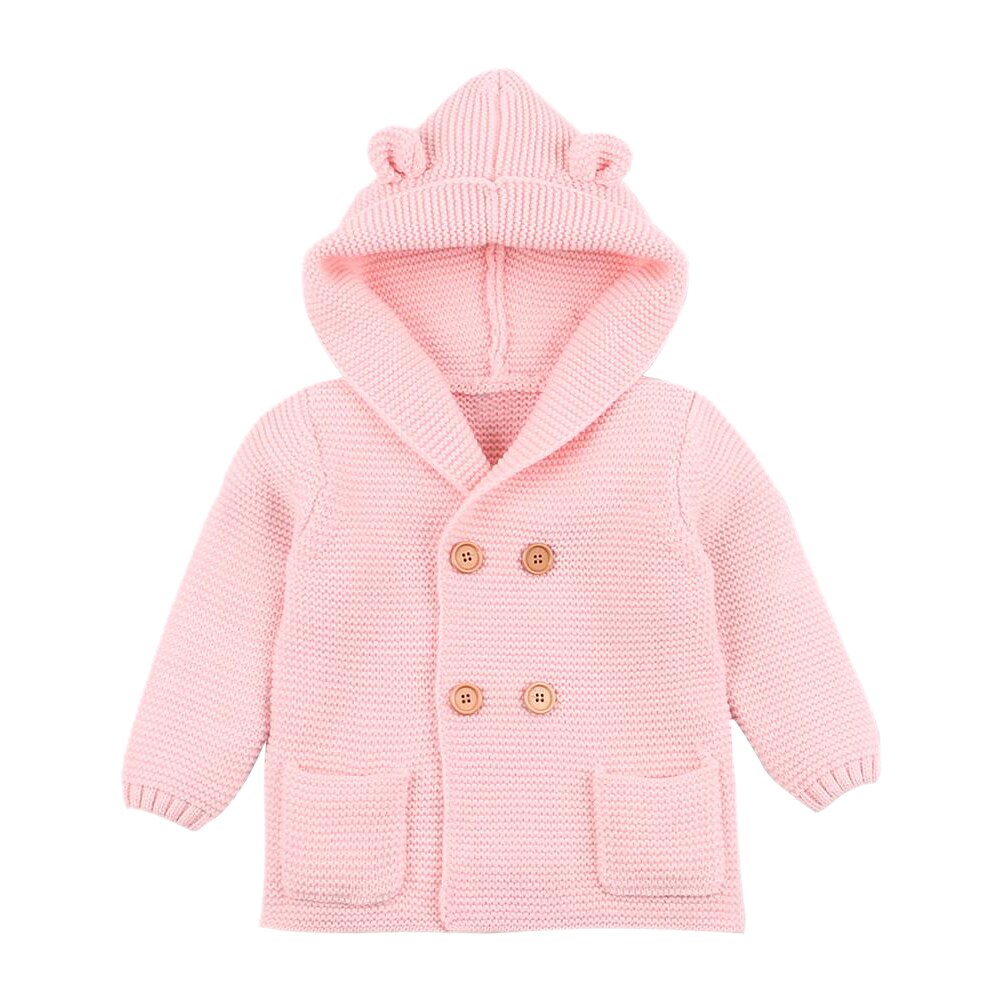 Bébé pull à capuche hiver mignon manteau hauts d'extérieur pour enfants bébé filles garçons w/poches: Pink / 80