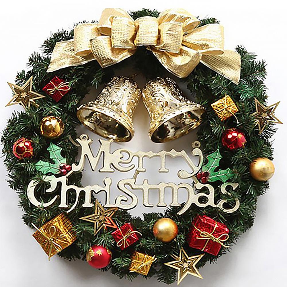 Christmas Wreath Window Front Door Decoration Ornaments Bell Artificial Wreath Garland Christmas Decorations Home Decor: Gold