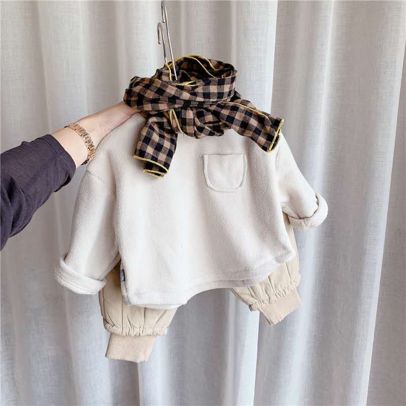 Kinderkleding Herfst En Winter Meisjes Herfst Koreaanse Versie Van Wol Kinderkleding Lam Trui: Khaki / 80cm