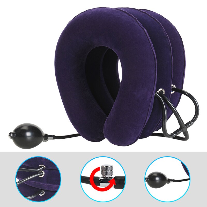 Collier Cervical gonflable à l&#39;air, Support de Traction du cou, oreiller de Massage, soulagement de la douleur, relaxation, soins de santé, civière de tête à traction cervicale la maison