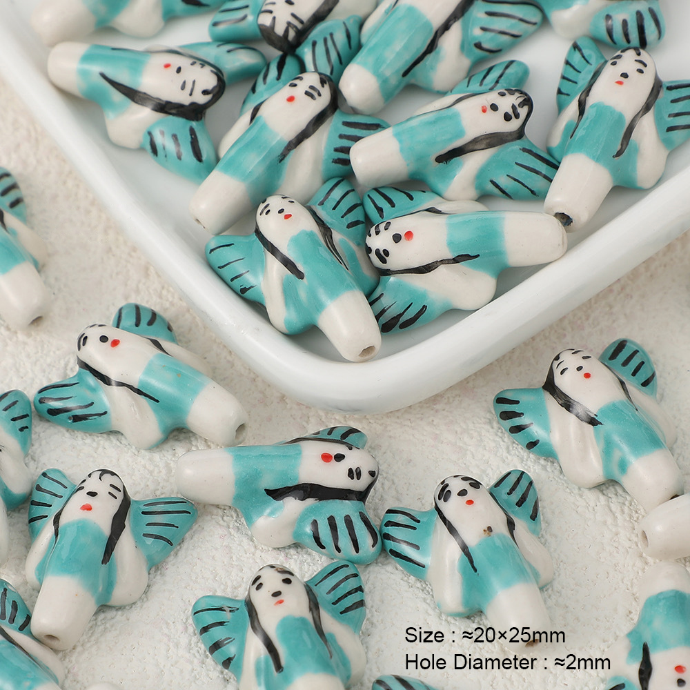 Meibeads 5 Stks/partij Keramische Dieren Kralen Multi Color Losse Spacer Kralen Voor Sieraden Maken Diy Armband Ketting Accessoires: Beige