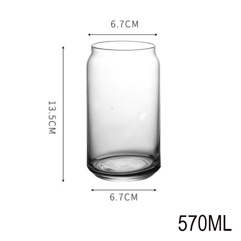 570ML Large Capacity Juice Cup Glass Coke Cup Pop Can Shaped Glass Cold Drink Cup High Borosilicate Glass Single Layer Cup: Default Title