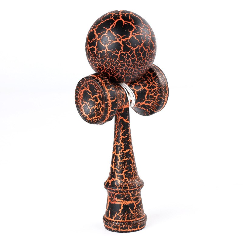 Bolas de madera para deportes al aire libre, colorido de grietas de madera de haya para niños y adultos, pelota para deportes al aire libre: Black Orange