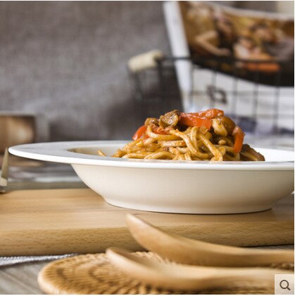 Kitchen Tableware Round Pasta Plate Microwave Oven For