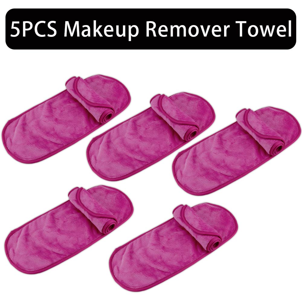 5Stck Mikrofaser machen-hoch Entferner Gesicht Handtuch Mehrweg Machen hoch Tuch Pads Frauen Gesicht Reinigung Handtuch Schönheit Hautpflege Schönheit werkzeuge: 5Stck Rose rot