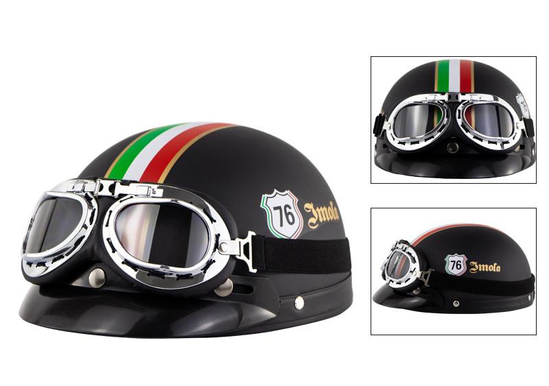 Unisex Motorhelm Open Gezicht Half Helm Outdoor Fietsen Cafe Racer Beschermende Sterke Veiligheid Helmen Met Bril