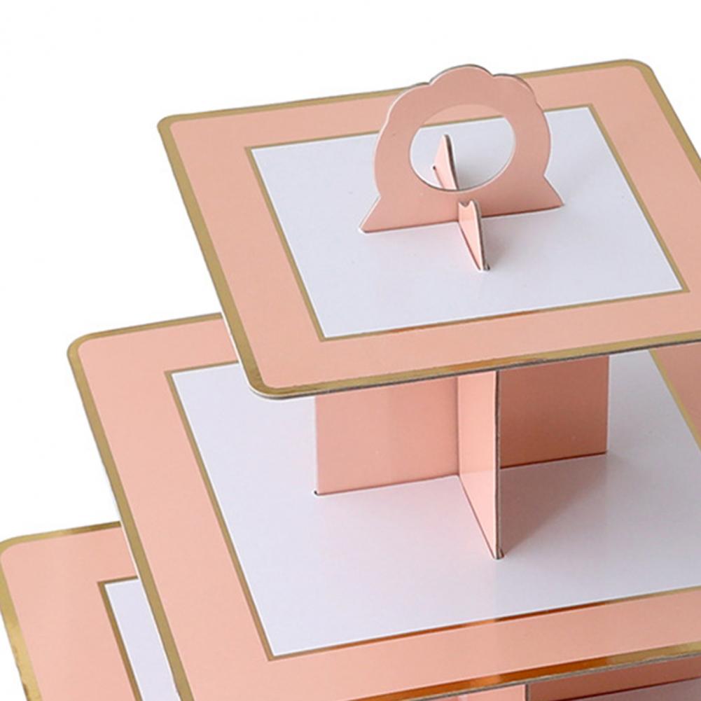 3-Layer Cup Cake Stand Square Cupcake Holder Durable Exquisite Dessert Holder Stand Wedding Party Decor Foy Baby Birthday Party