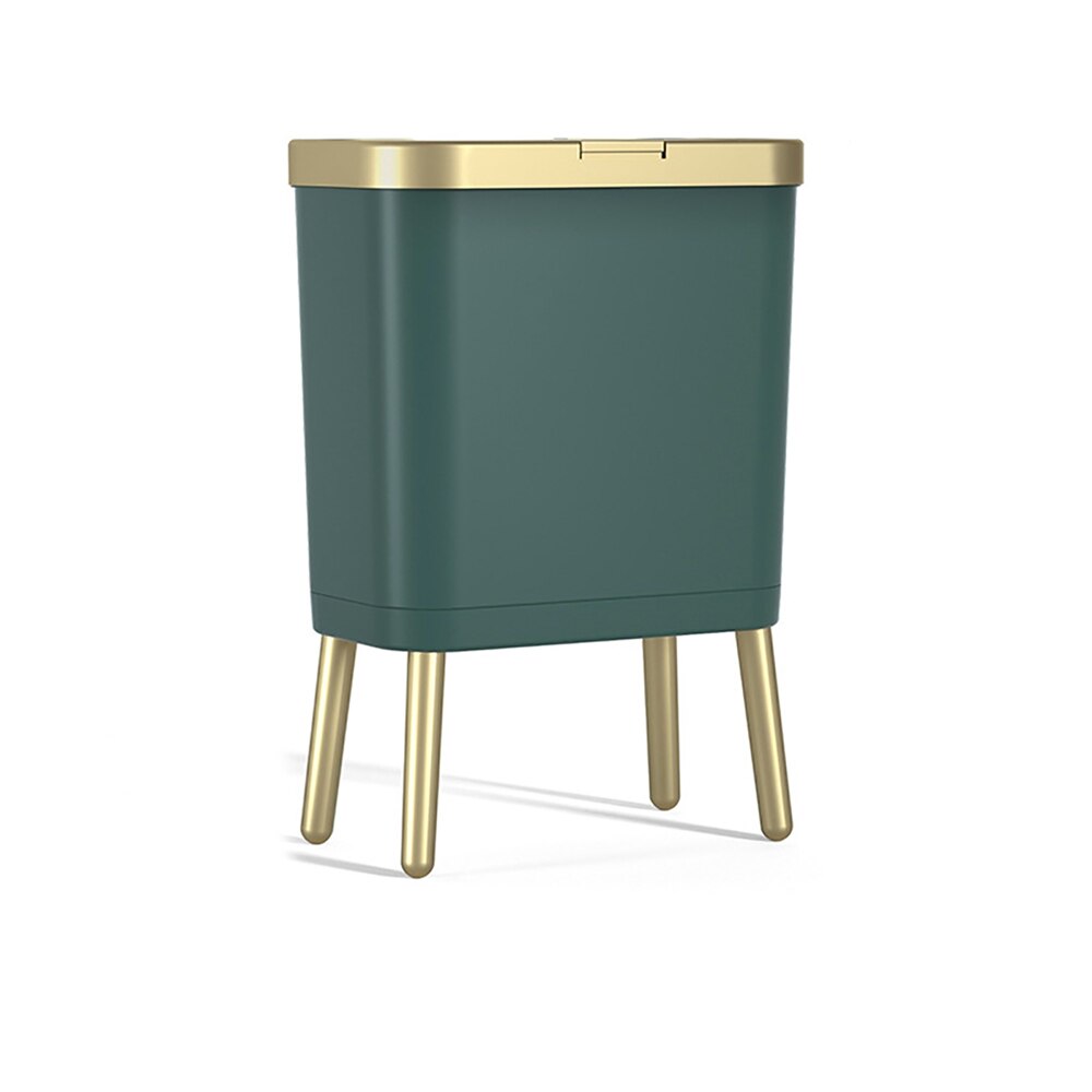15L Top Luxe White Gold Prullenbak Keuken Badkamer Hoge Capaciteit Vuilnisbak Vier-Legged Tall Smalle Prullenbak opbergdoos