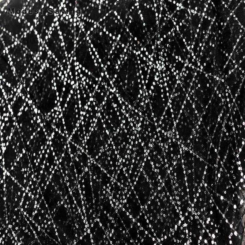 3 måler marineblå paljetter tyll stoff til kveldskjoler bryllupsfest paljetter stoff stoff til håndverk mesh dekorasjon materiale: Svart