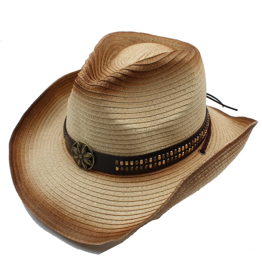 Dames heren stro holle western cowboyhoed voor heer cowgirl jazz kerk pet vader zomer sombrero strand zonnehoed