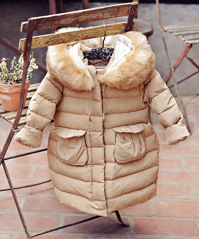 Baby Meisjes Jas Herfst Winter Jacker Voor Meisjes Jas Kids Warm solid Hooded Kinderen Bovenkleding Jas Voor Meisjes Kleding: Khaki / 8T