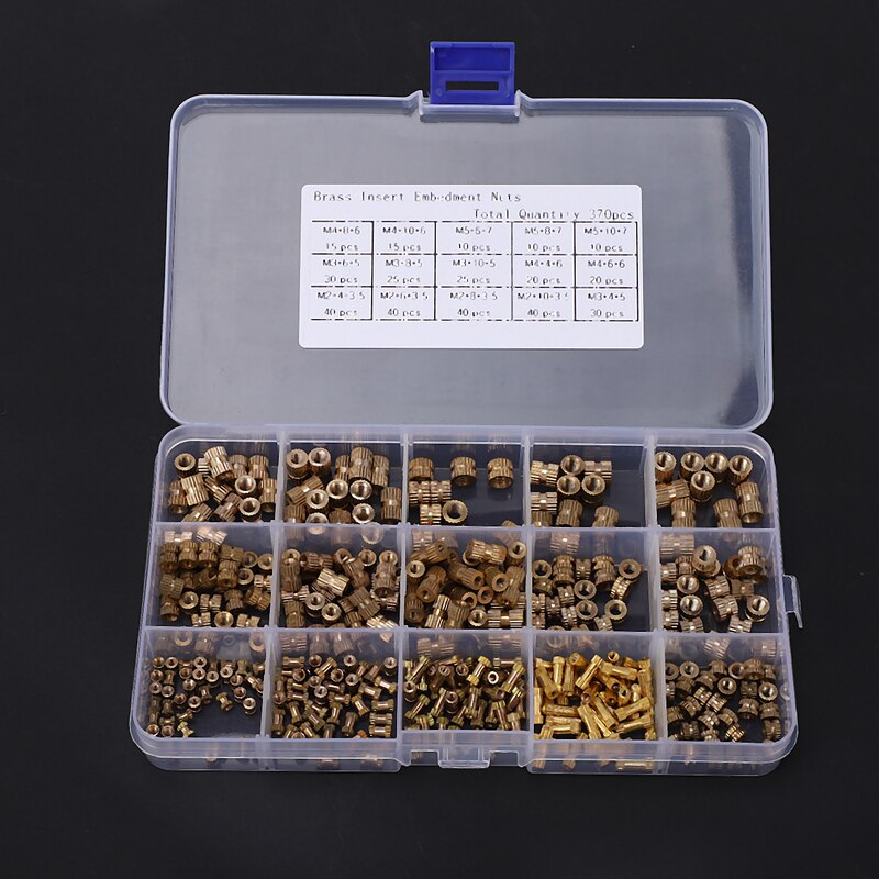 Beste 370Stck M2 M3 M4 M5 Weibliche Gewinde Rändel Durcheinander Gewinde Einsatz Einbettung murmeln Sortiment Bausatz für 3D Druck