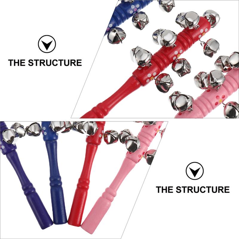 4pcs Shaking Musical Instrument Toy Baby Wooden Solid Color Hand Rattles