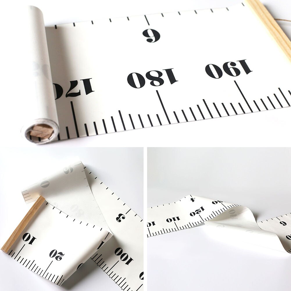 Fotografi rekvisita barn tillväxt diagram enkelt trä höjdmått rullbar linjal heminredning hängande