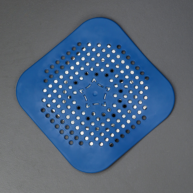 Colector de pelo para drenaje de suelo, tapón desodorante antibloqueo para ducha, almohadilla de silicona, filtro de tapón para fregadero, colador de alcantarillado, suministros de baño: Azul