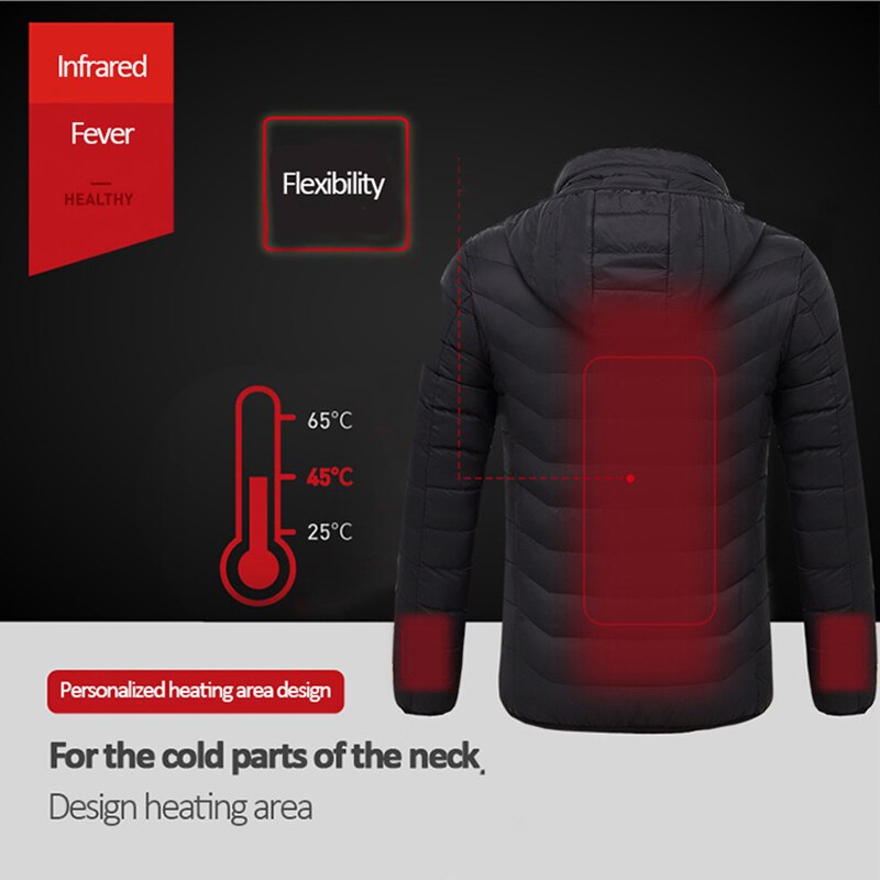 PARATAGO-Chaqueta cálida para mujer, ropa de invierno con calefacción USB, abrigos impermeables con cremallera, calor, para acampar, senderismo, esquí, P9205