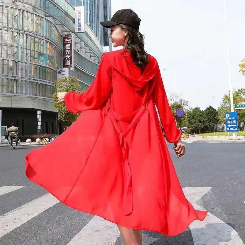 Verano 2025, nueva ropa de protección solar UV, abrigo, chaqueta larga de protección solar para mujer, prendas de vestir de coreana para mujer, abrigo de Joker con capucha