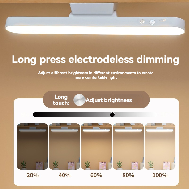 Lampada da scrivania con interruttore di lettura remoto per protezione degli occhi magnetica a portato Lampada da apprendimento per studenti ricaricabile tramite USB con regolazione continua a tre velocità