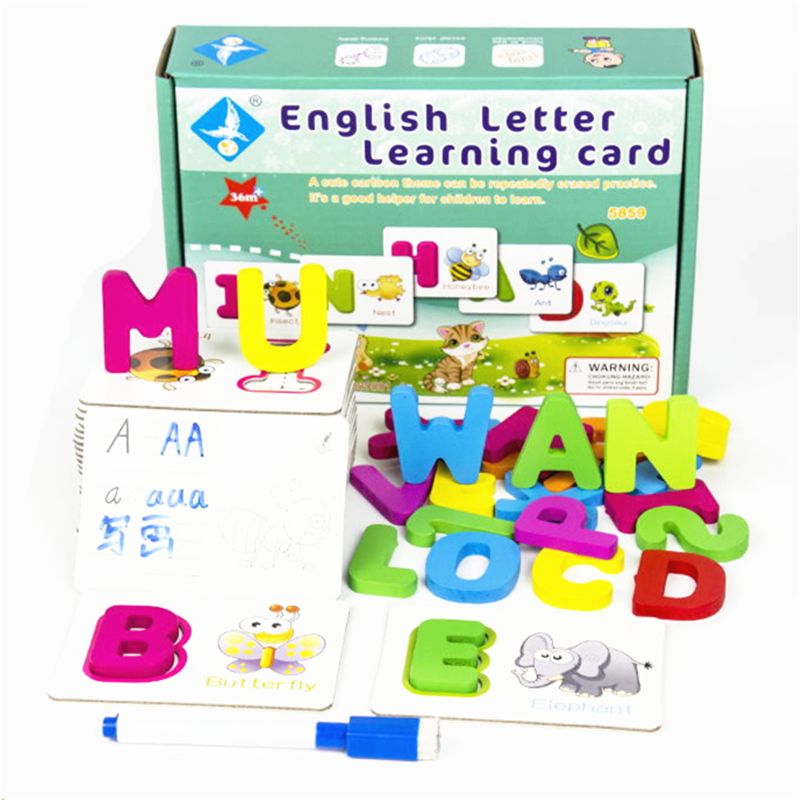 Baby Toddler ABC Letters Learning Cards Dry Wipe Write Flash Cards Educational Toy for Kids Preschool Kindergarten