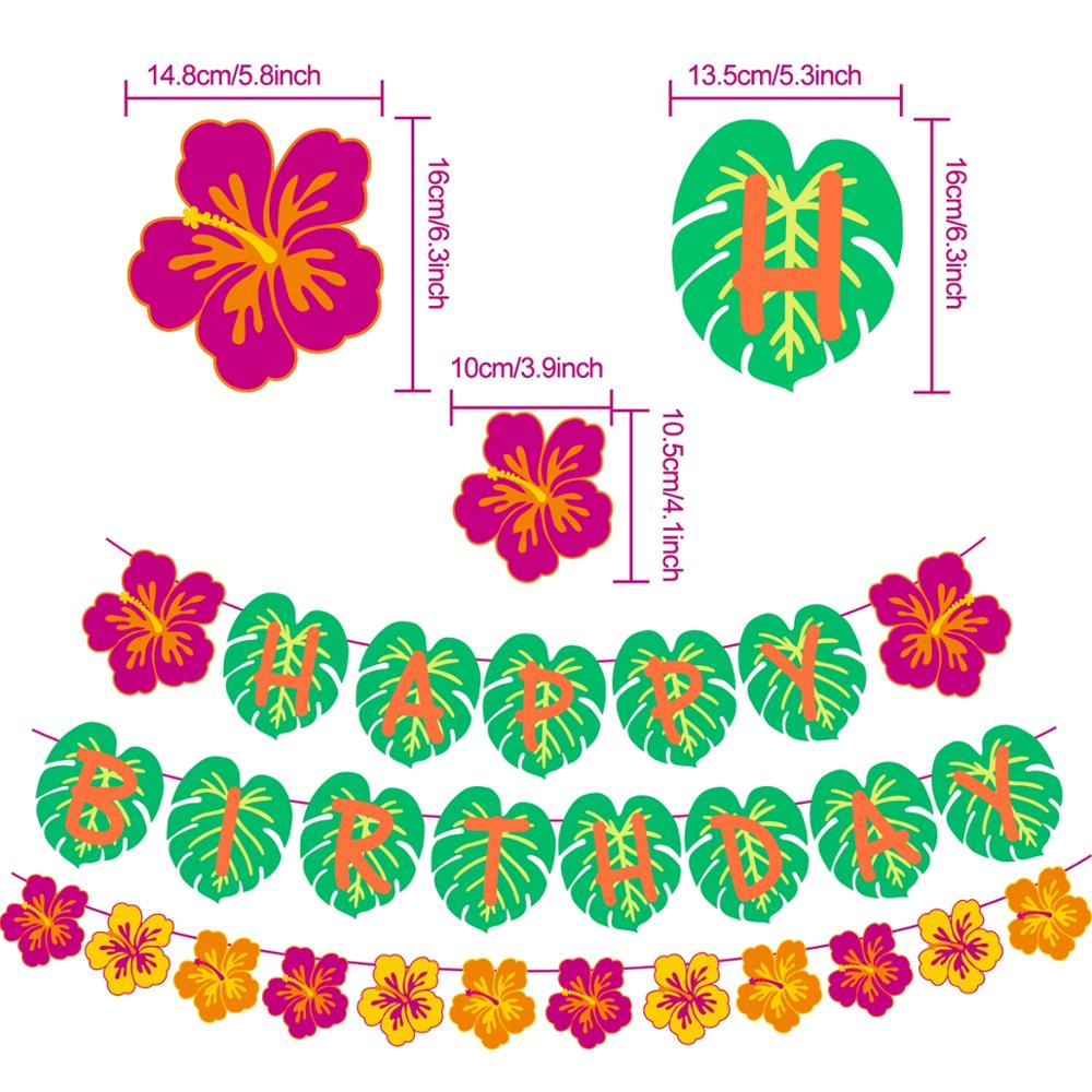 Hawaiian Party ALOHA Turtle Leaf Banner Hawaii Tropical Party Summer Flamingo Party Luau Happy Birthday Decor Aloha Pineapple