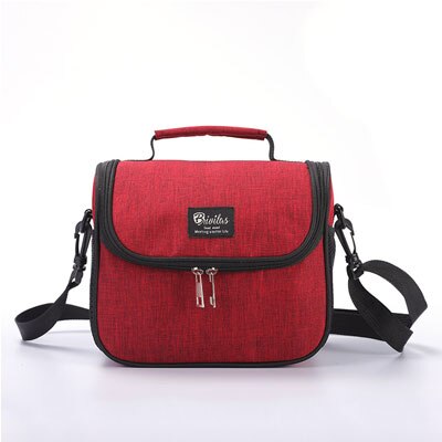 Thickening Thermal Bag Insulated Lunch Bag Zipper Food Bag Cooler Box Ice Pack Women Single Shoulder Thermo Bento Pouch: Burgundy