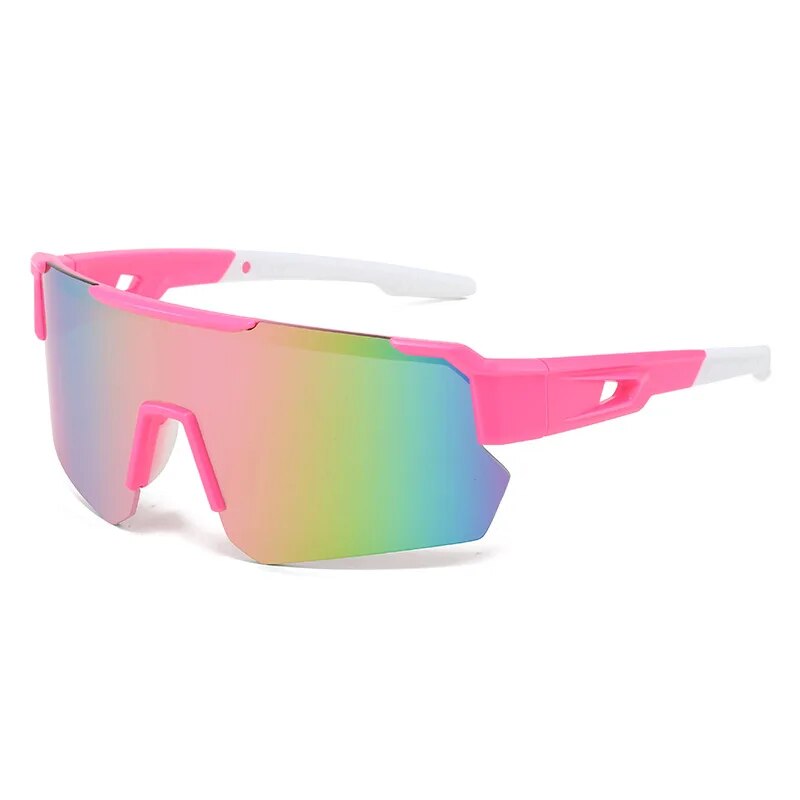 Gafas de sol rosas para ciclismo al aire libre para hombres y mujeres, gafas de sol coloridas a prueba de viento y polvo, gafas de montañismo: Default Title