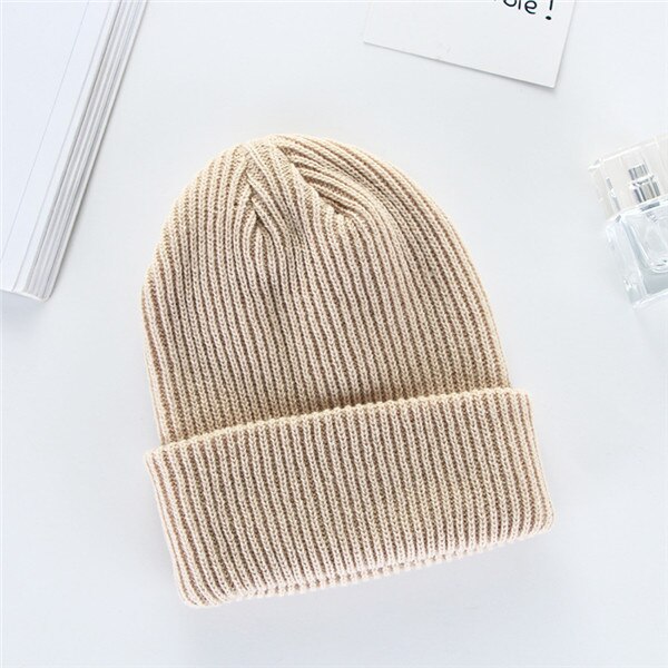 Men Women Knit Baggy Beanie Oversize Winter Hat Ski Winter Knitted Cap Woman Solid Color Hip Hop Boys Girls: Khaki