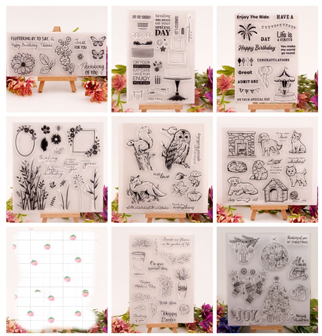 Flower animal Clear Stamps for Scrapbooking Tampons Transparents Seal Background Stamp Card Making Diy
