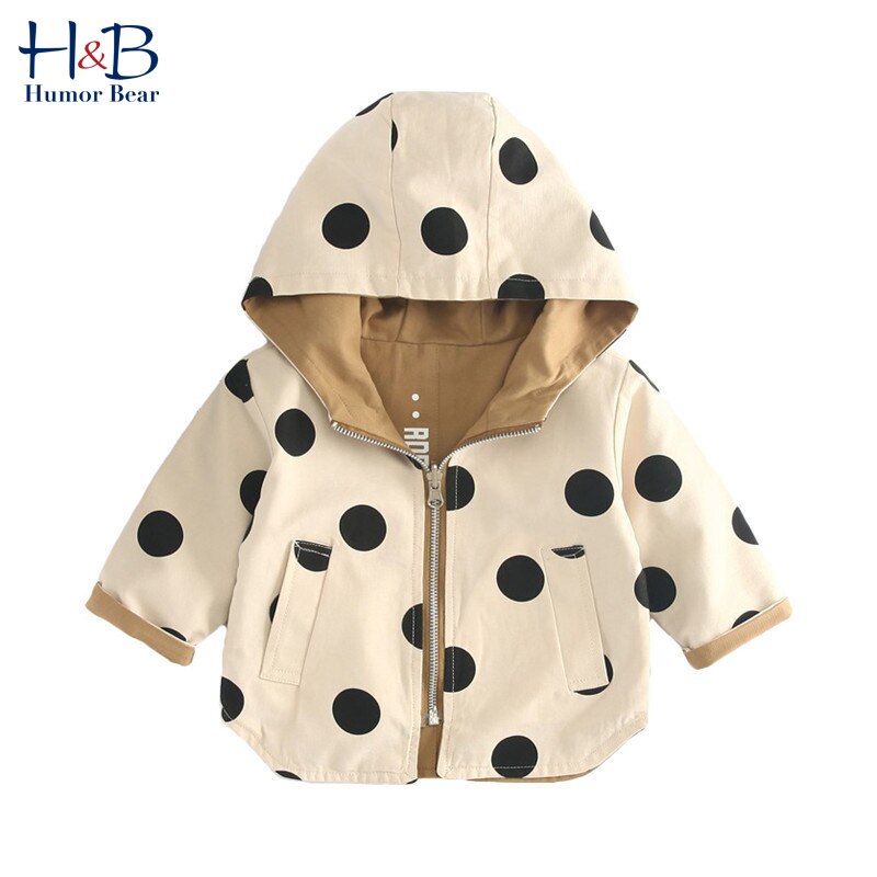 Humor Bear giacca per bambini nuovo autunno manica lunga con cappuccio ragazzi giacca a vento Polka Dot due lati indossare cappotto capispalla bambino