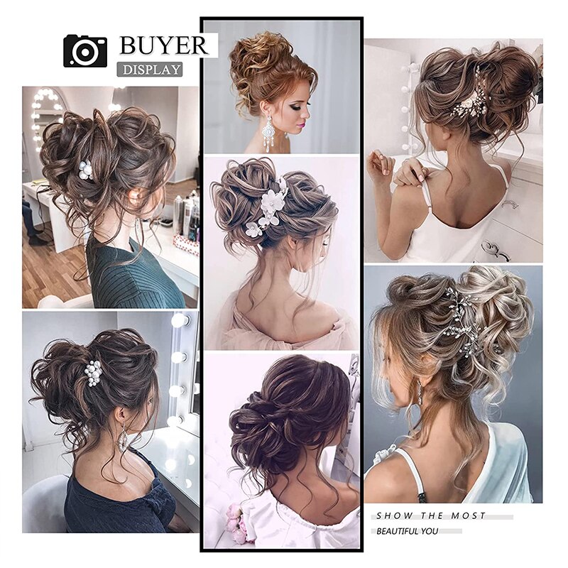Synthetic Hair Bun Chignon Messy Curly Hair Band Elastic Scrunchy False Hair Pieces For Women Hairpins Black Brown