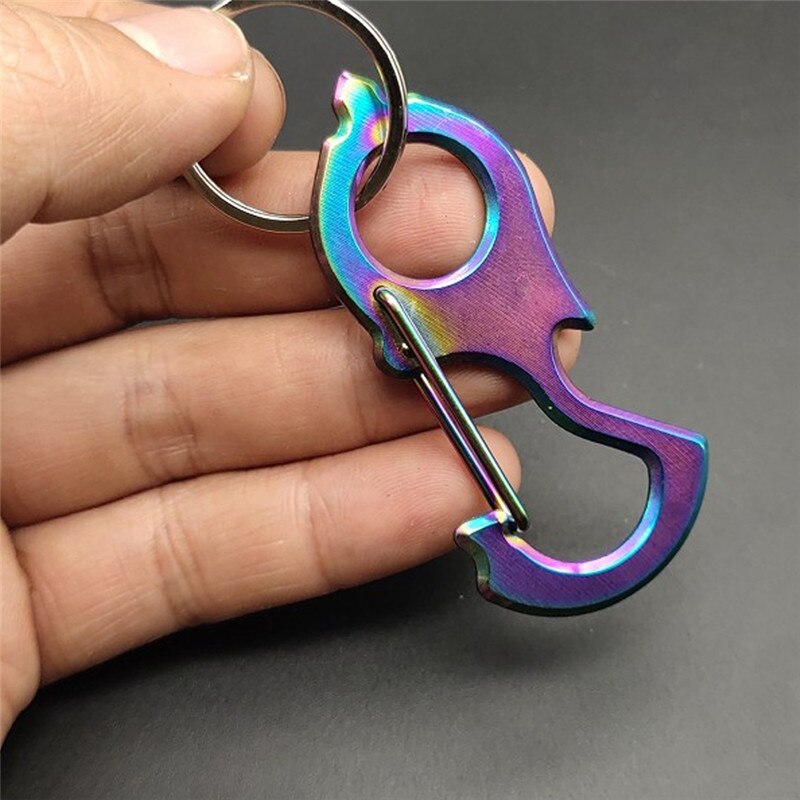 Stainless Steel Mountaineering Key Buckle Key Chain Car Key Ring Carabiner Clip Bottle Opener Tool Camping Climbing accessories