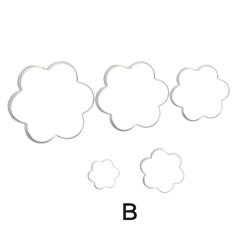 5 stk rund / hjerte / blomst / stjerne / trekant form cookie kutter stempel år dekorasjon kake verktøy kjeks form jul kutter hb: B