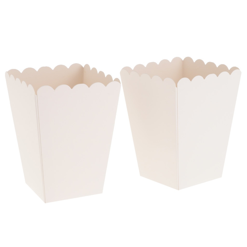 12 Pack White Popcorn Boxes Snack Buckets Birthday Party Bags