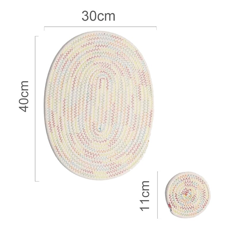 1Pcs Pizza Cutter, Pizzasnijder Wiel & 1 Set Ovale Ronde Placemats Gradiënt Gevlochten Tafel Matten