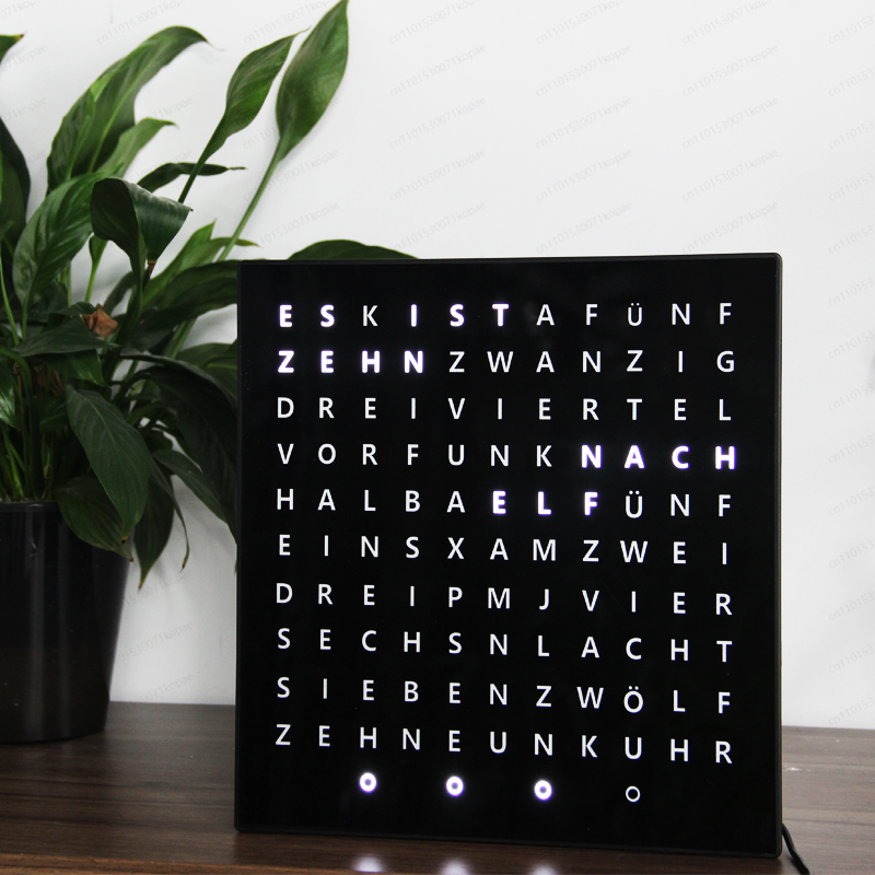 Art Decor Klok Vertel tijd in woorden Vierkante muur Alfabet Tijd Duitse woordklok
