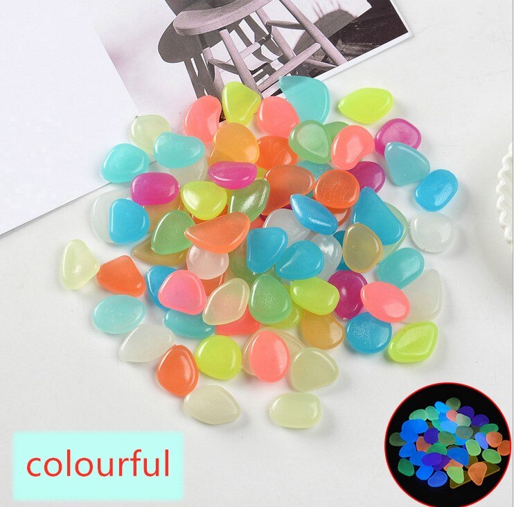 Pedras coloridas que brilham no escuro, pedrinhas luminosas para decoração de jardim, áreas externas, aquários, pedrinhas para decoração, 50 peças: colourful