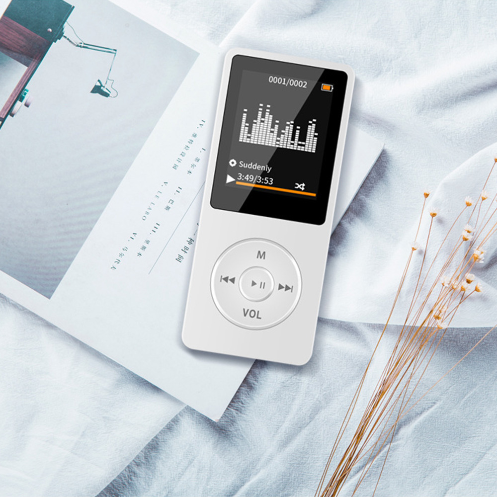 Tragbarer MP3-Player mit LCD-Bildschirm FM-Radio Video HiFi MP4-Player Filme E-Books Musik-Player eingebautes Mikrofon Drops hipping: WHITE