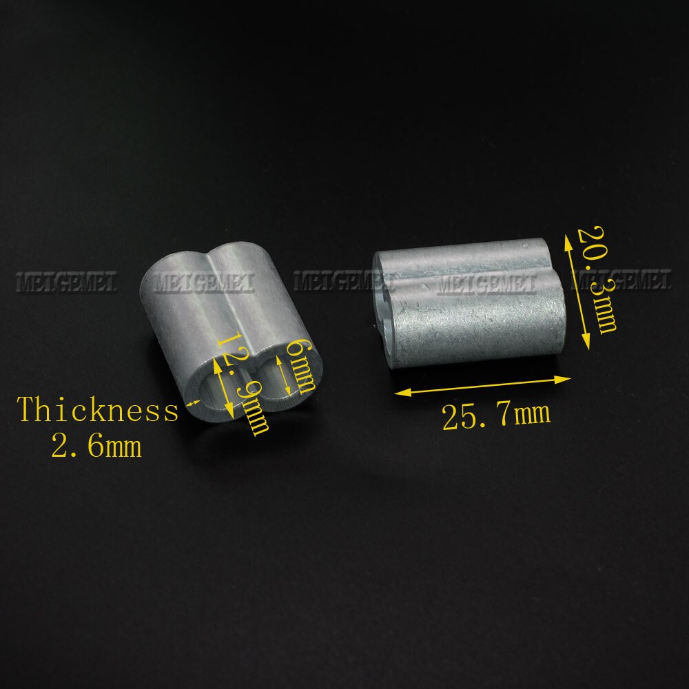 10pcs Aluminum Wire Crimp Sleeve Cord Lock Ferma Cavi Cable Stopper Arret De Cordon For Crimp Wire Ferrules Rope Hardware: 6mm