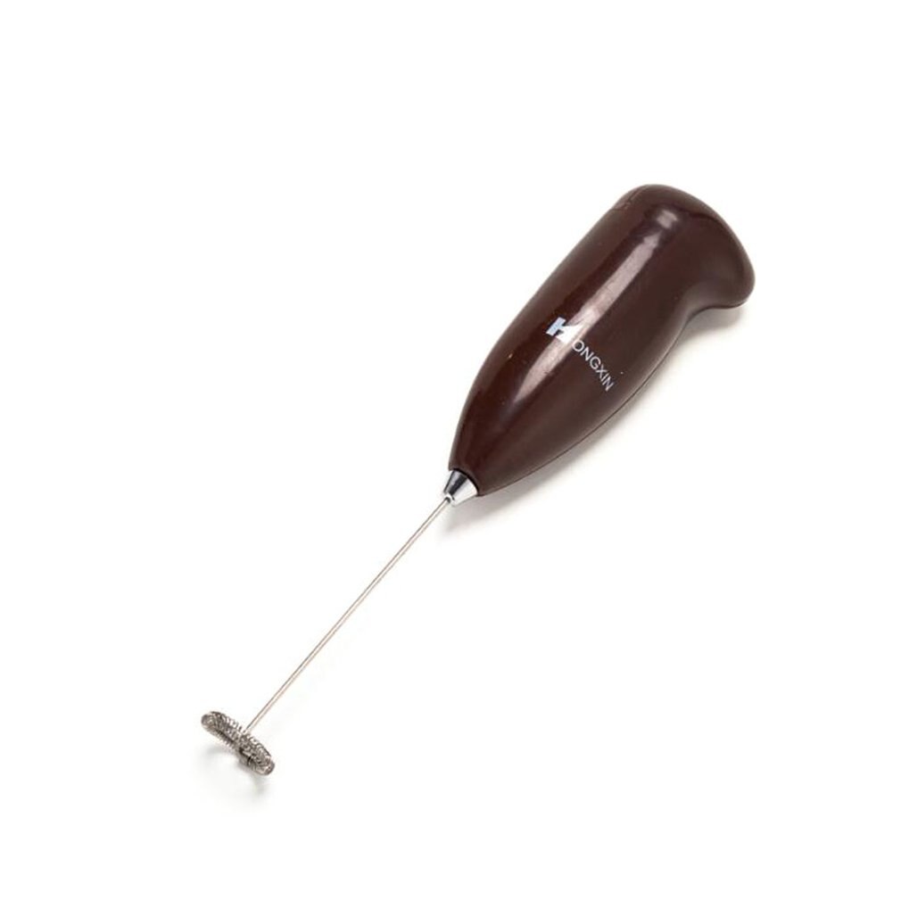 Mini batidor eléctrico ABS grado alimenticio 304 batidor de mano de acero inoxidable leche sin salpicaduras Mini café té de la leche licuadora: Brown