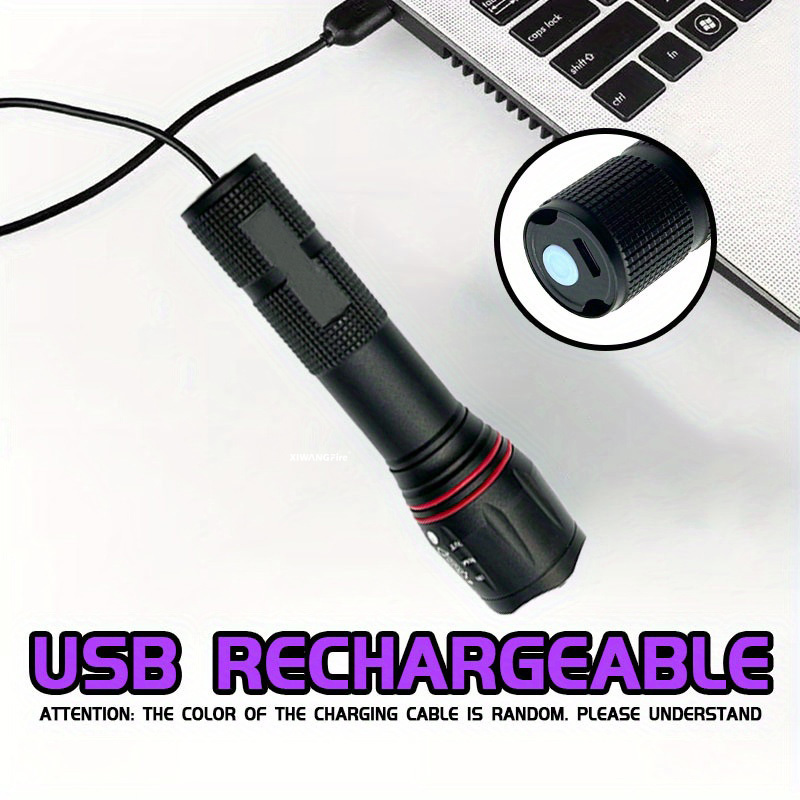 Usb-oppladbar uv-lommelykt med 395nm- zoombare svarte lys til neglegel, skorpionjakt og insektdeteksjon (kraftfull aluminiumslegering)