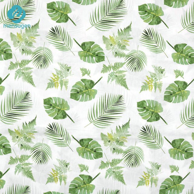 Mensugen Monstera Palm Leaves Printed 100% Cotton Fabric Meters for Patchwork Quilting Dresses Cushions Blanket Sewing Cloth: 1