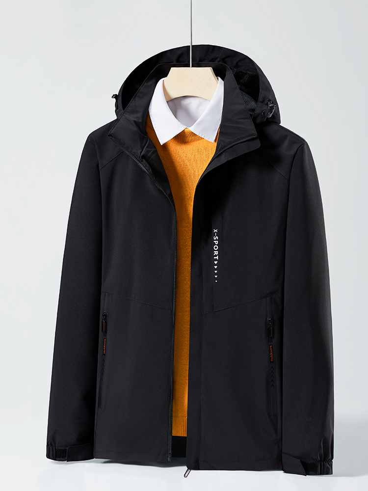 Spring Autumn Casual Jacket Men/Women Outdoor Waterproof and Windproof Hooded Windbreaker Coats: L / black