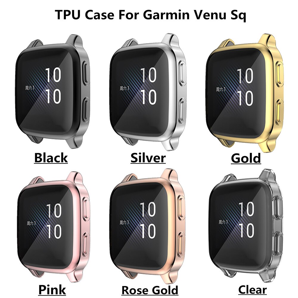 Flexible TPU Full Cover for Garmin Venu SQ Watch Case Screen Protector Scratch-resistant Shell Lightweight Bumper Accessories