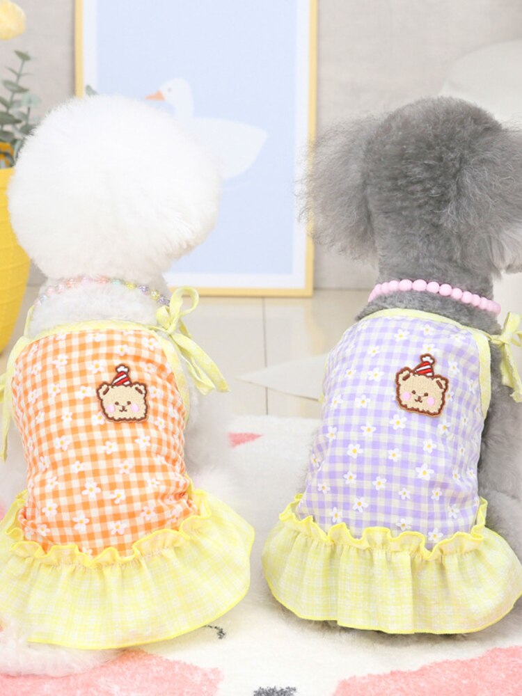 Pet Clothes Dog Clothes Spring and Summer Thin Skirt Cat Clothes Pet Clothes Chrysanthemum Sling Luxury Wedding Dress Dogs Small