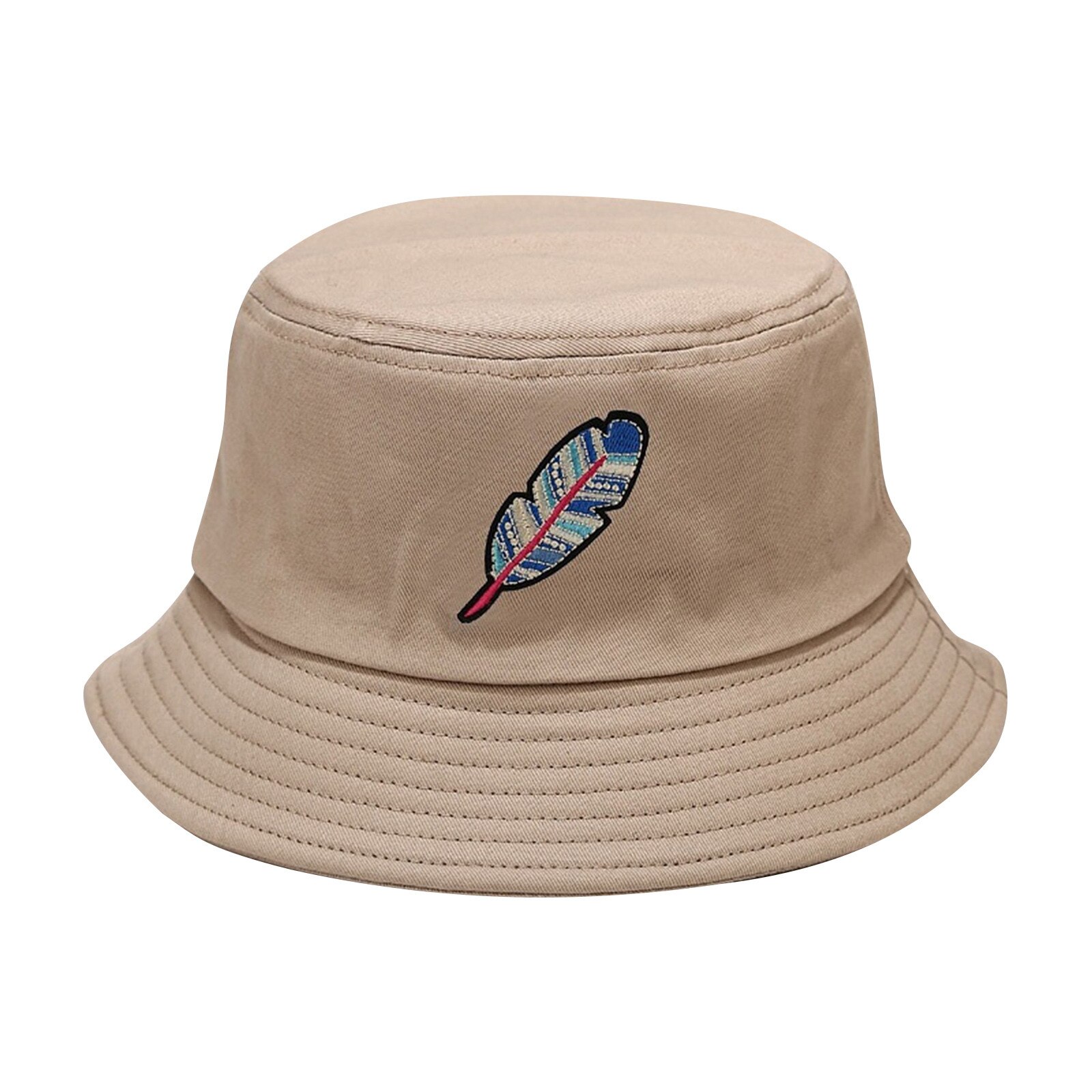 Veer Print Emmer Hoed Unisex Adult Casual Zonnescherm Cap Eenvoudige Mode Visser Hoed Bekken Hoed Zomer Emmer Hoeden: Khaki