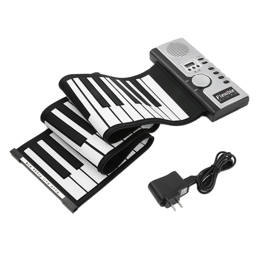 61 Toetsen Universele Flexibele Roll Up Electronic Piano Zwart en Wit Soft Keyboard Piano