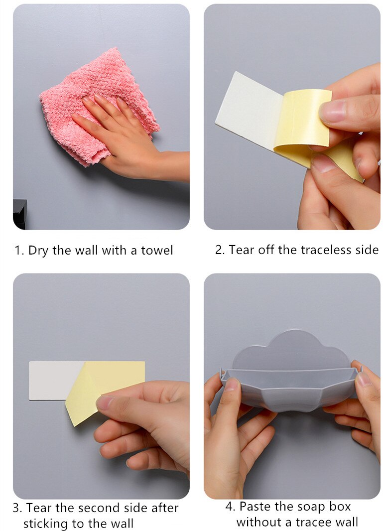 1Pc Cloud Zeephouder Wall Mounted Opknoping Badkamer Douche Zeepbakje Douche Platen Zeep Opslag Afvoer Plastic Zeepbakje rack